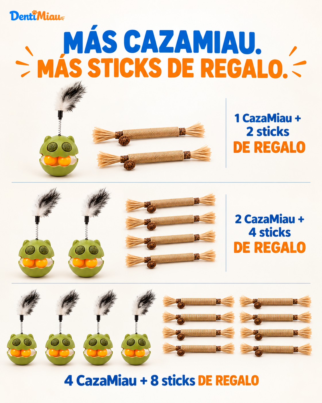 CazaMiau™ | Juguete Interactivo con Catnip + Sticks DentiMiau De Regalo