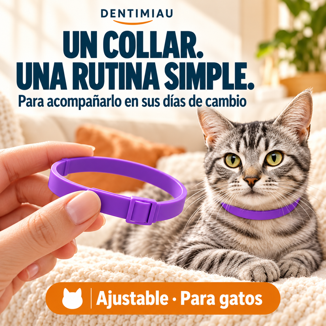 Los cuatro collares que incluye una caja de CalmaMiau