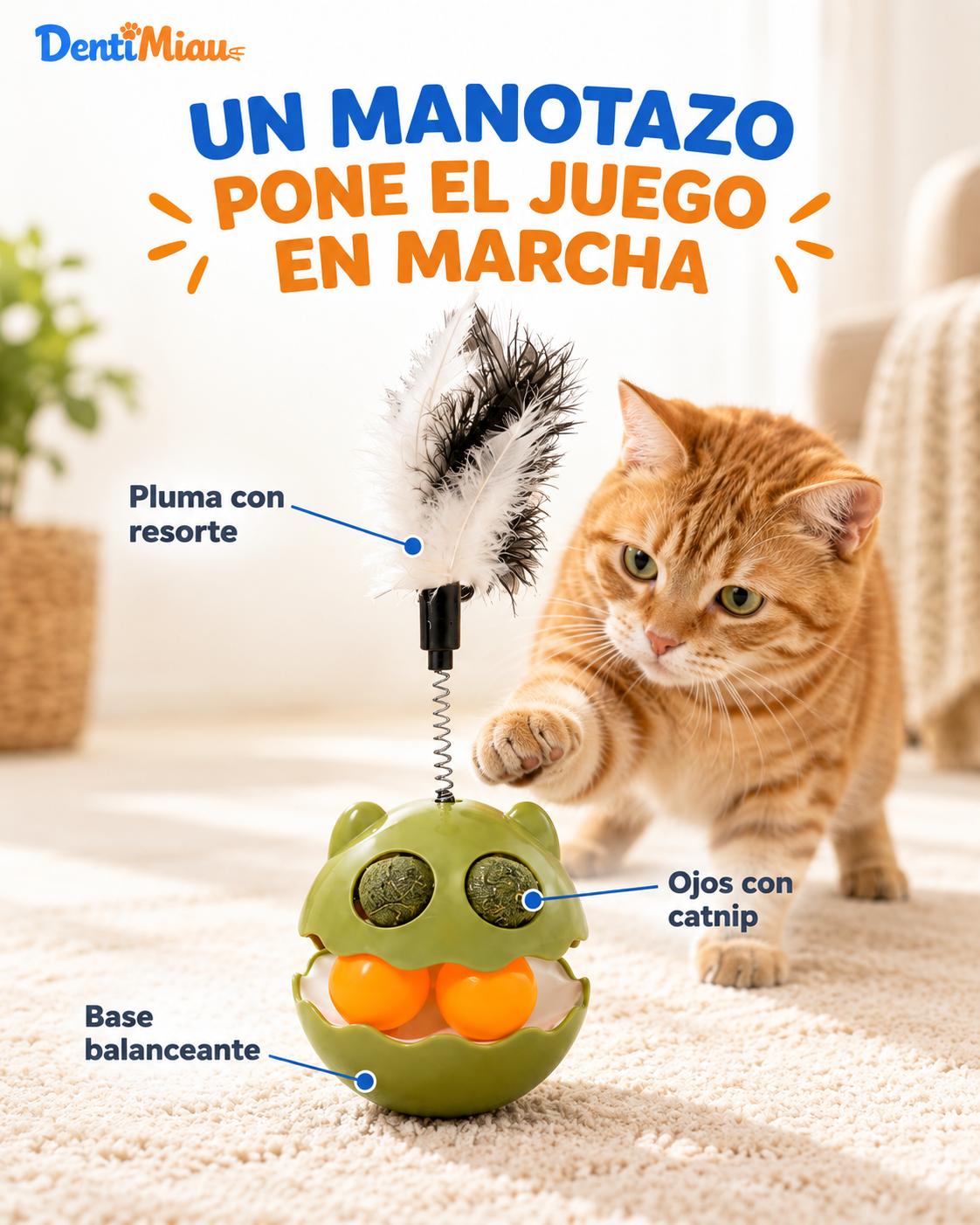 CazaMiau™ | Juguete Interactivo con Catnip + Sticks DentiMiau De Regalo