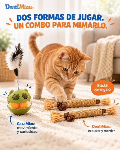 CazaMiau™ | Juguete Interactivo con Catnip + Sticks DentiMiau De Regalo