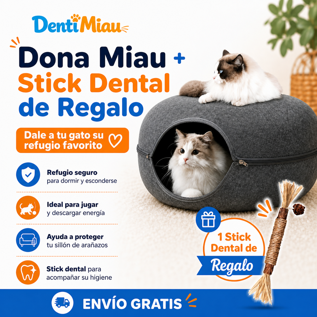 Dona Miau™ | Donde duerme, juega y se esconde + 1 Stick de regalo